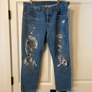 Levi’s 501 Tapered distressed denim jeans 32x28”
